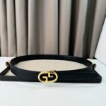 1:1  Hermes  Black Leather Belt  with Gold 'H' buckle Circular Buckle 3.5cm